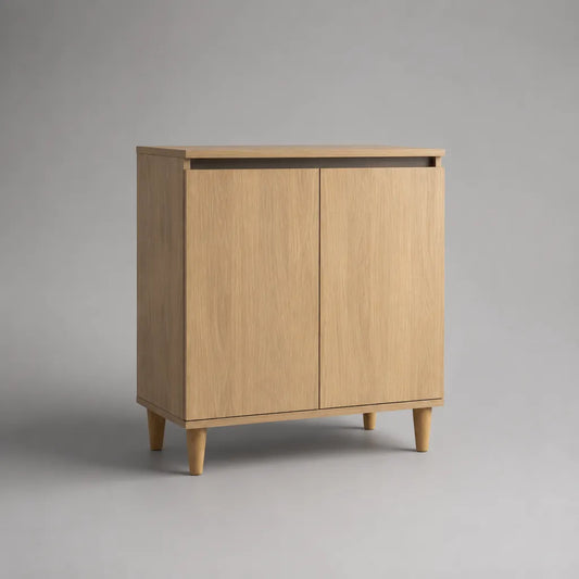 Rechteckiges Sideboard aus MDF mit Eichenfurnier, 2 Türen, Eiche Natur, 80 × 40 × 100 cm