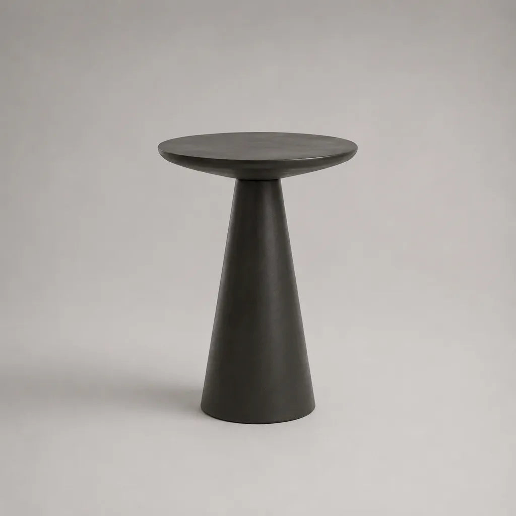 Runder Beistelltisch aus pulverbeschichtetem Aluminiumguss, Anthrazit, Ø 40 × H 58 cm